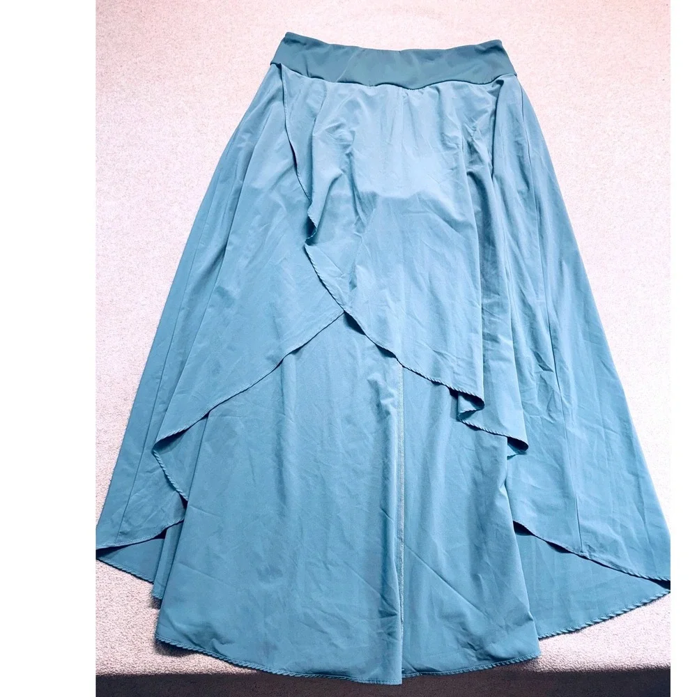 High Low Maxi Skort Womens M Blue Asymmetrical Layered Flowy Skirt Casual Light
